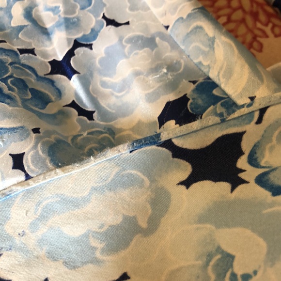 Vintage CHRISTIAN DIOR size M/L Silk Floral Long Nightie Classic Gown Blue White - Picture 12 of 16